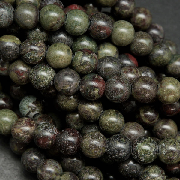 Red and green dragon blood jasper large hole beads.