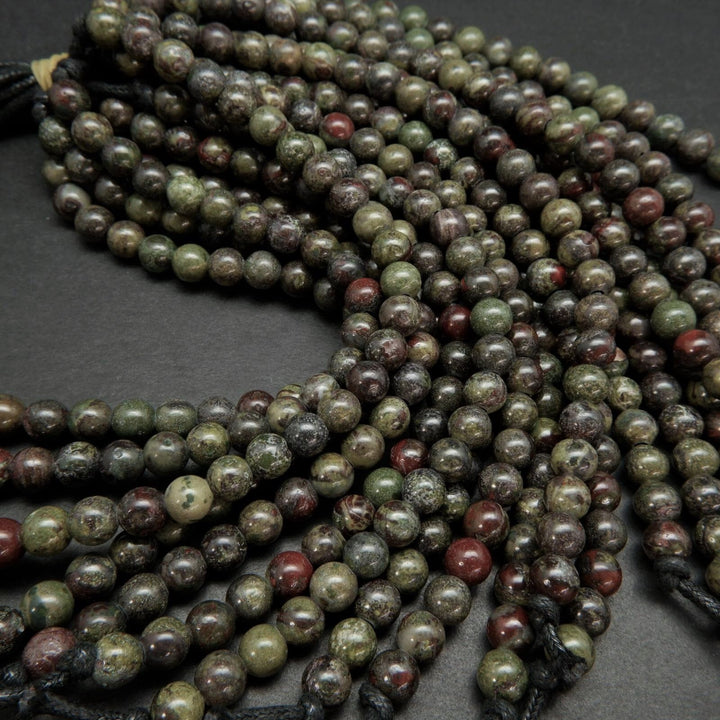 Red and green dragon blood jasper large hole beads.