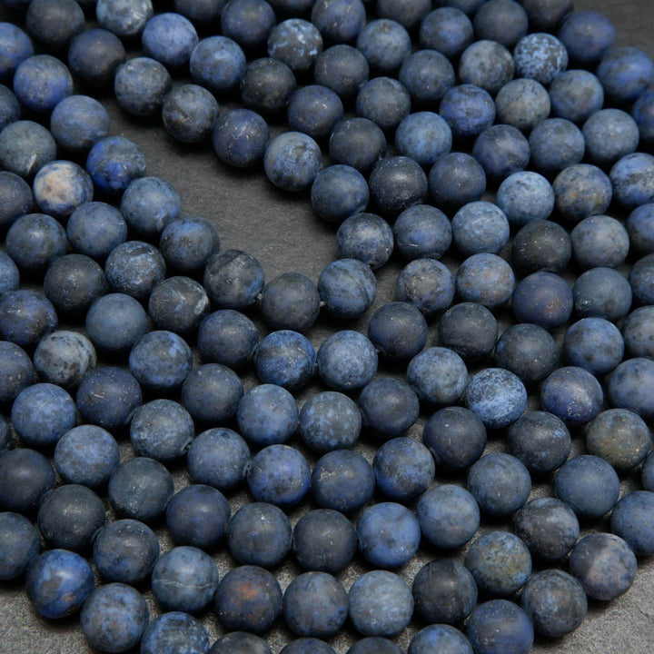 Matte finish dumortierite beads.
