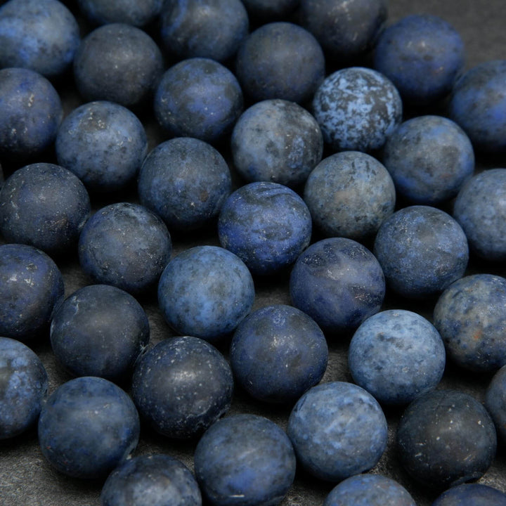 Matte finish dumortierite beads.