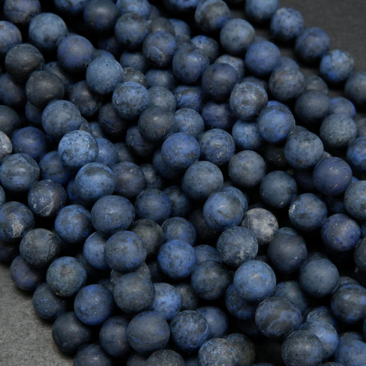 Matte finish dumortierite beads.