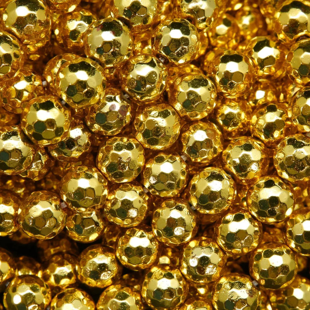Faceted bright gold hematite beads.