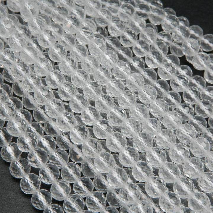 Faceted clear  quartz beads.