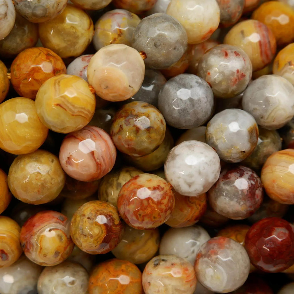 Faceted Crazy Lace Agate Beads.