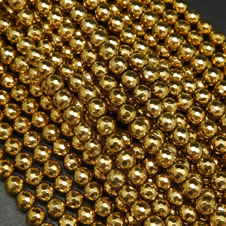 Deep gold hematite beads.