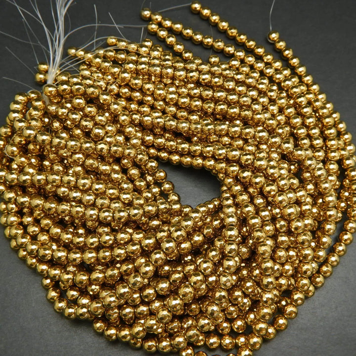 Deep gold hematite beads.