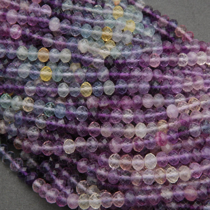 Rainbow Fluorite · Ombre · Microfaceted · Rondelle · 5.5mm, Tejas Beads, Beads
