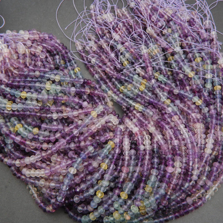 Rainbow Fluorite · Ombre · Microfaceted · Rondelle · 5.5mm, Tejas Beads, Beads