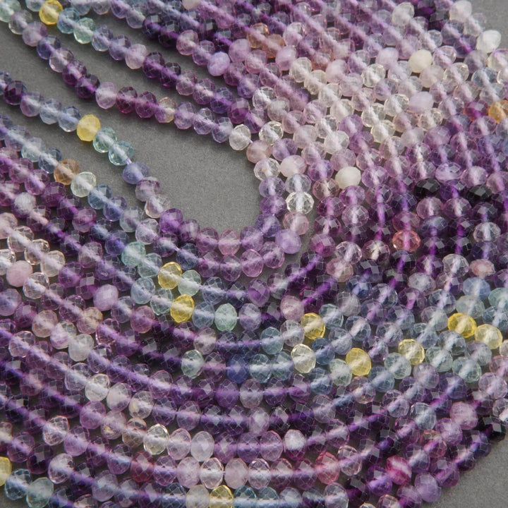 Rainbow Fluorite · Ombre · Microfaceted · Rondelle · 5.5mm, Tejas Beads, Beads