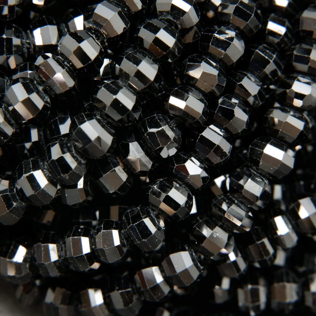 Lantern Faceted Black Spinel Beads for Jewelry Making