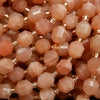 Peach moonstone energy prism shape beads.