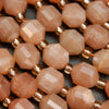 Peach moonstone energy prism shape beads.