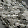 Faceted Prism Shape Grey Cloudy Quartz Beads