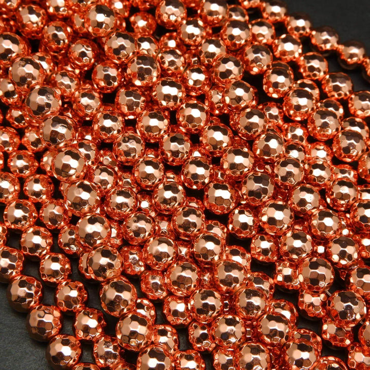 Rose gold hematite beads.