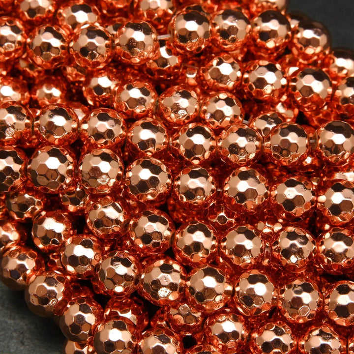 Rose gold hematite beads.