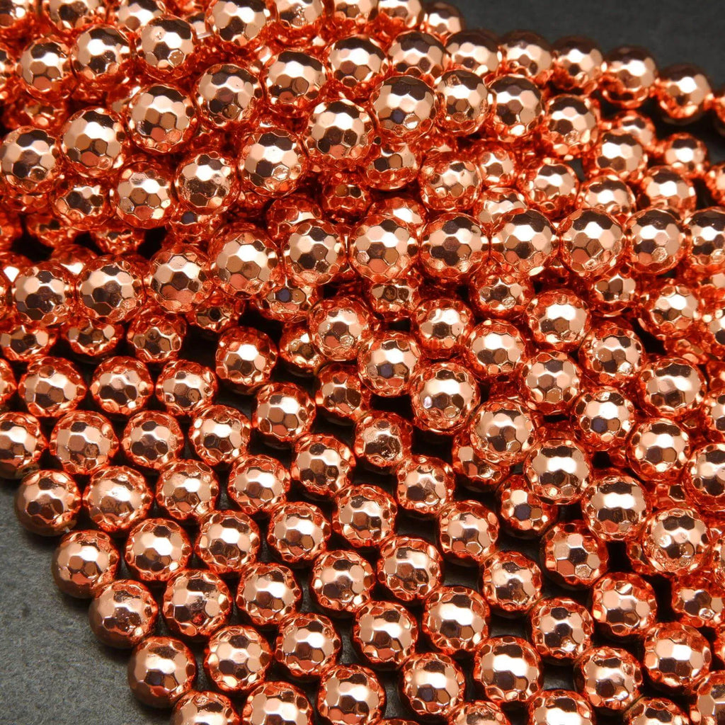 Rose gold hematite beads.