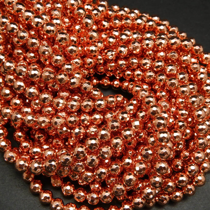 Rose gold hematite beads.
