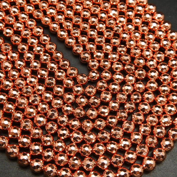 Rose gold hematite beads.