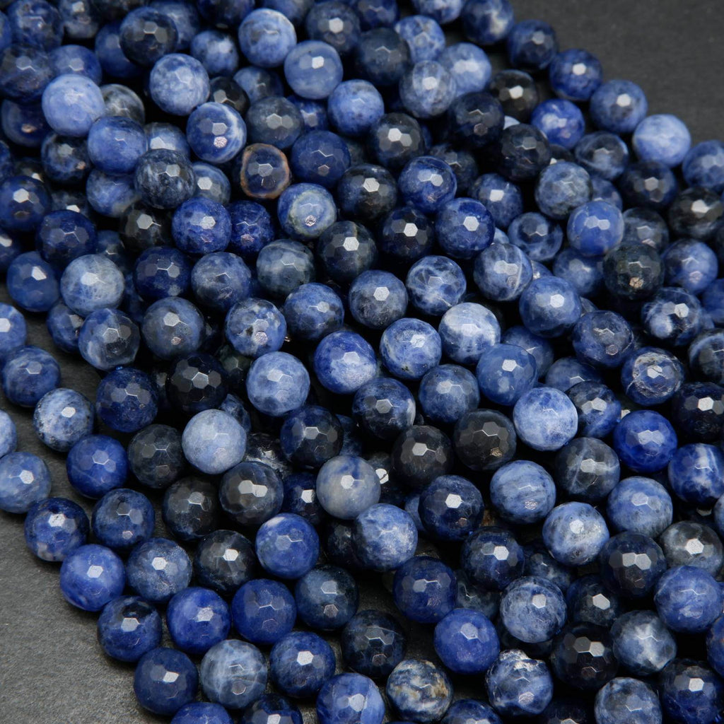 Faceted blue sodalite beads.