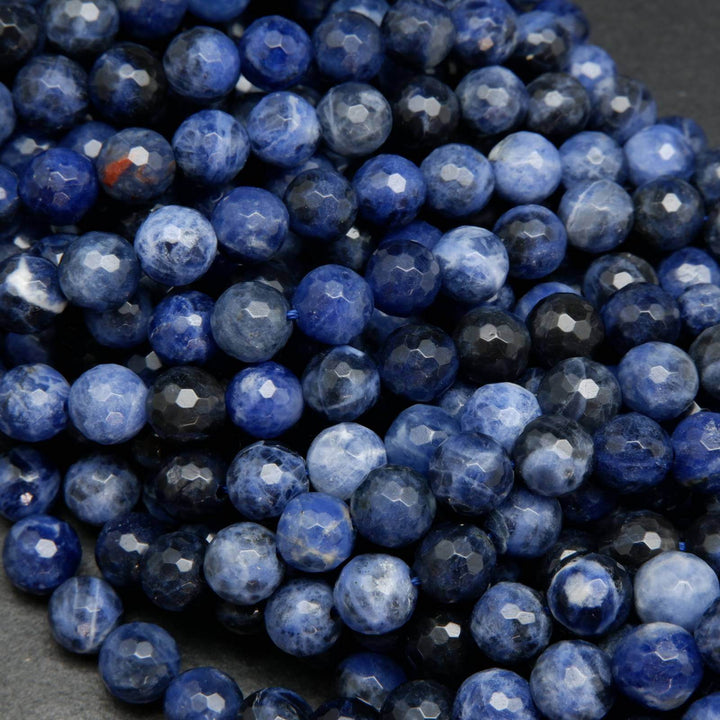 Faceted blue sodalite beads.