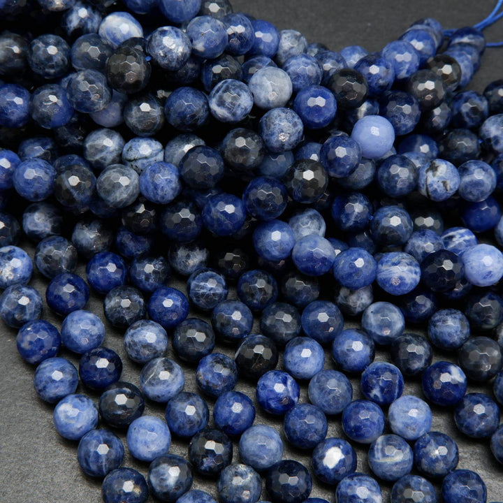 Faceted blue sodalite beads.