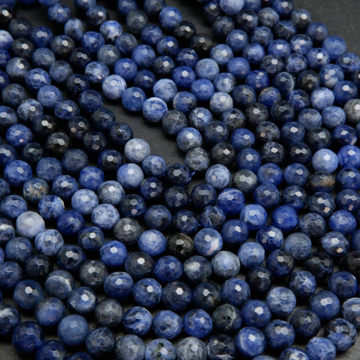 Faceted blue sodalite beads.