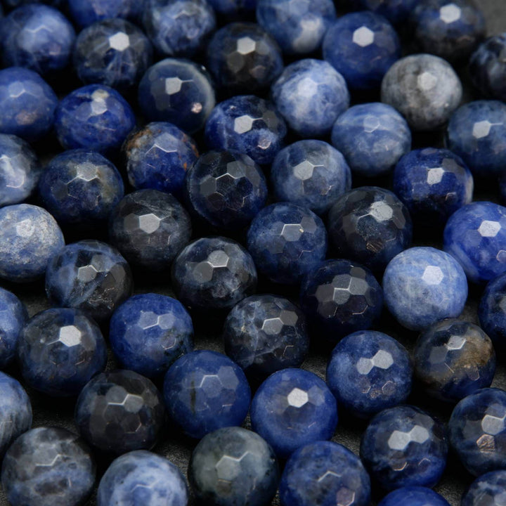 Faceted blue sodalite beads.