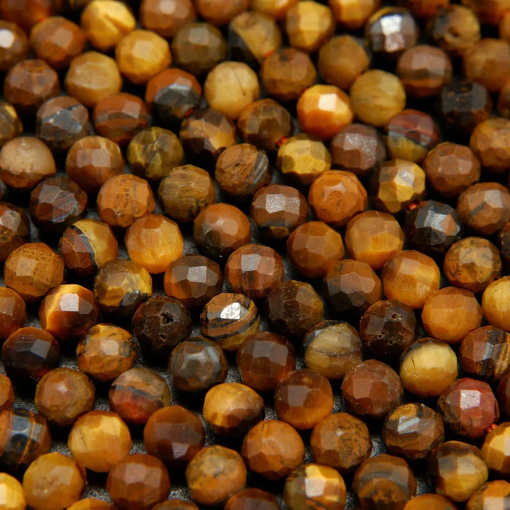 Microfaceted tiger's eye beads for jewelry making.
