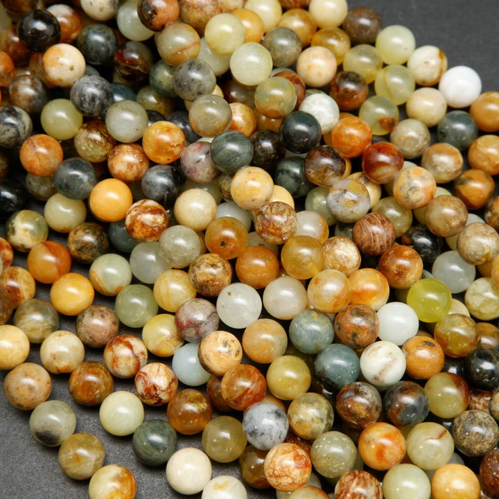 Natural Flower Jade Beads | Round Polished Finish