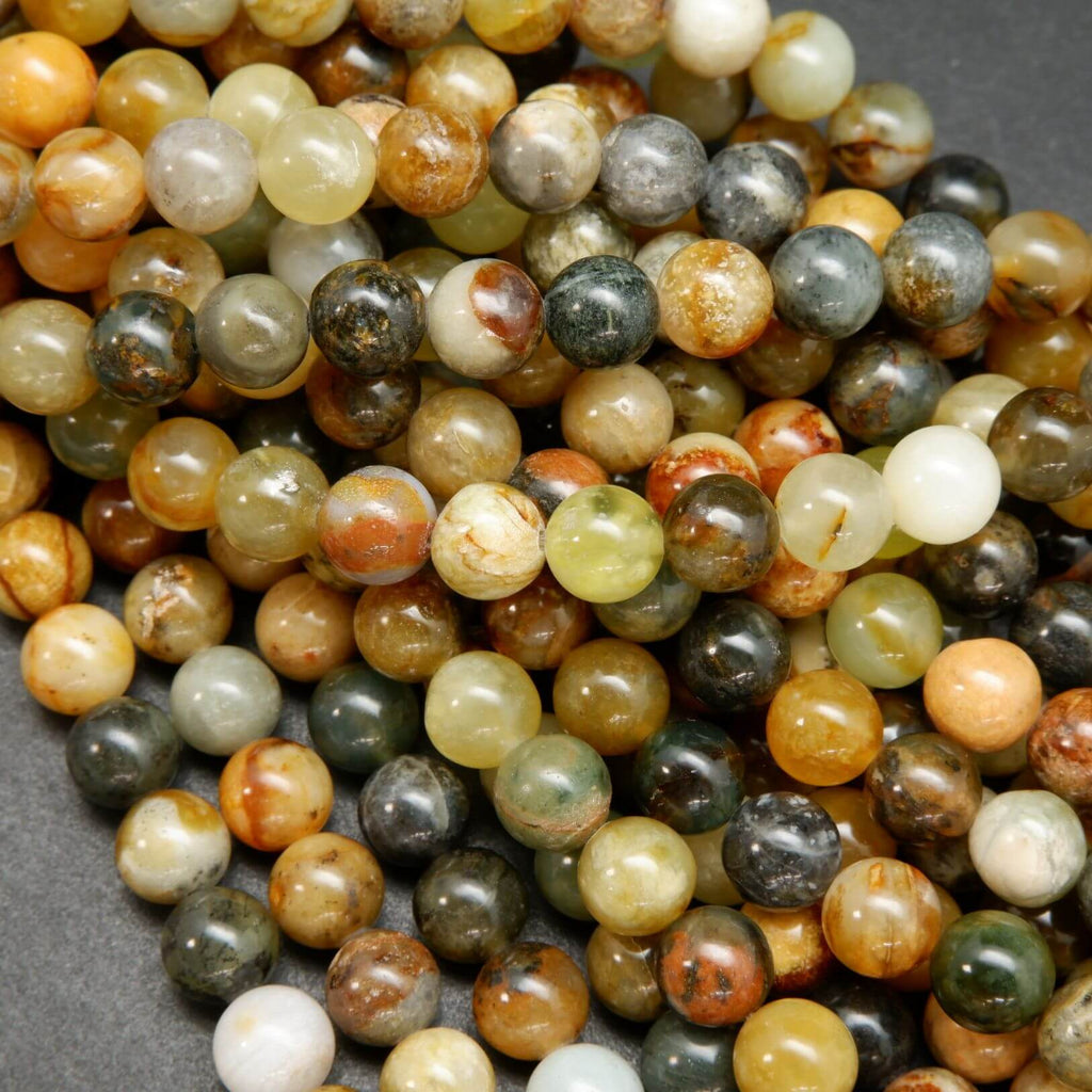 Natural Flower Jade Beads | Round Polished Finish