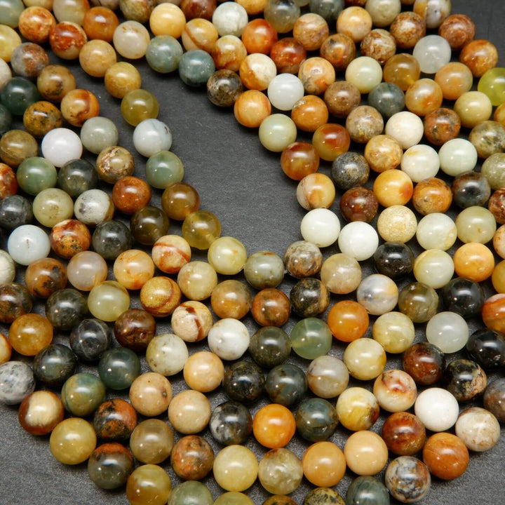 Natural Flower Jade Beads | Round Polished Finish