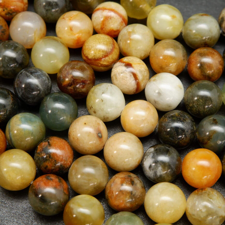 Natural Flower Jade Beads | Round Polished Finish