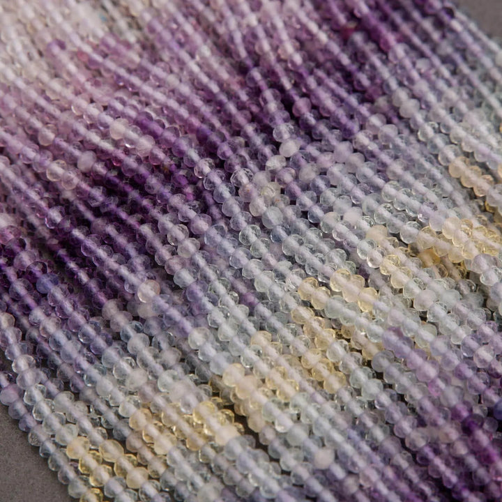Purple, Green, and Yellow Fluorite Beads.