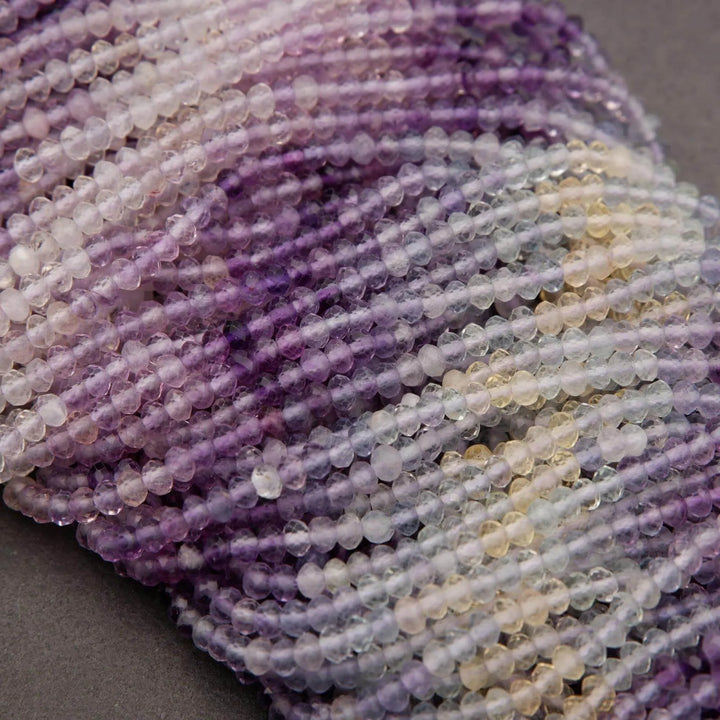 Purple, Green, and Yellow Fluorite Beads.