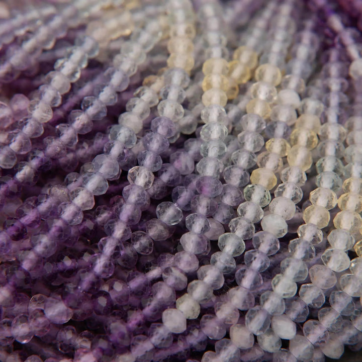 Purple, Green, and Yellow Fluorite Beads.