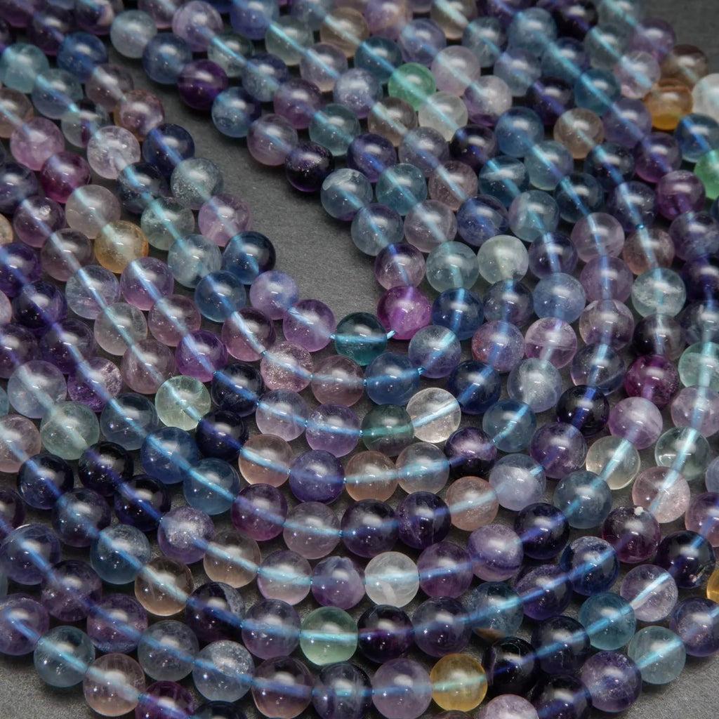 Rainbow Fluorite A · Smooth · Round · 6mm, 8mm, Bead, Tejas Beads