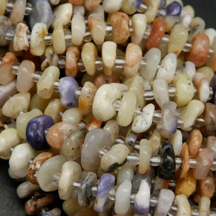 Freeform Disk Shape Opal Beads With Spacers