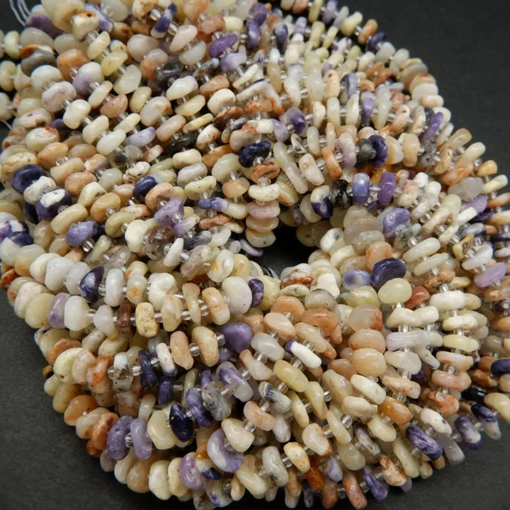 Freeform Disk Shape Opal Beads With Spacers
