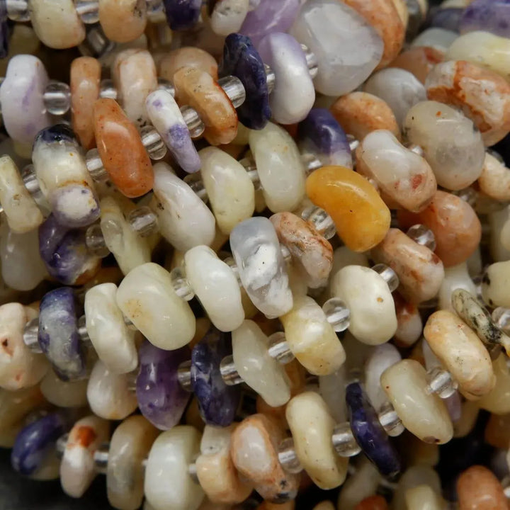 Freeform Disk Shape Opal Beads With Spacers