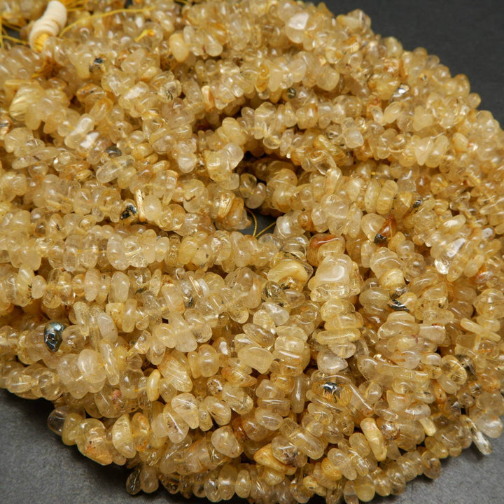 Golden Rutilated Chip Beads.