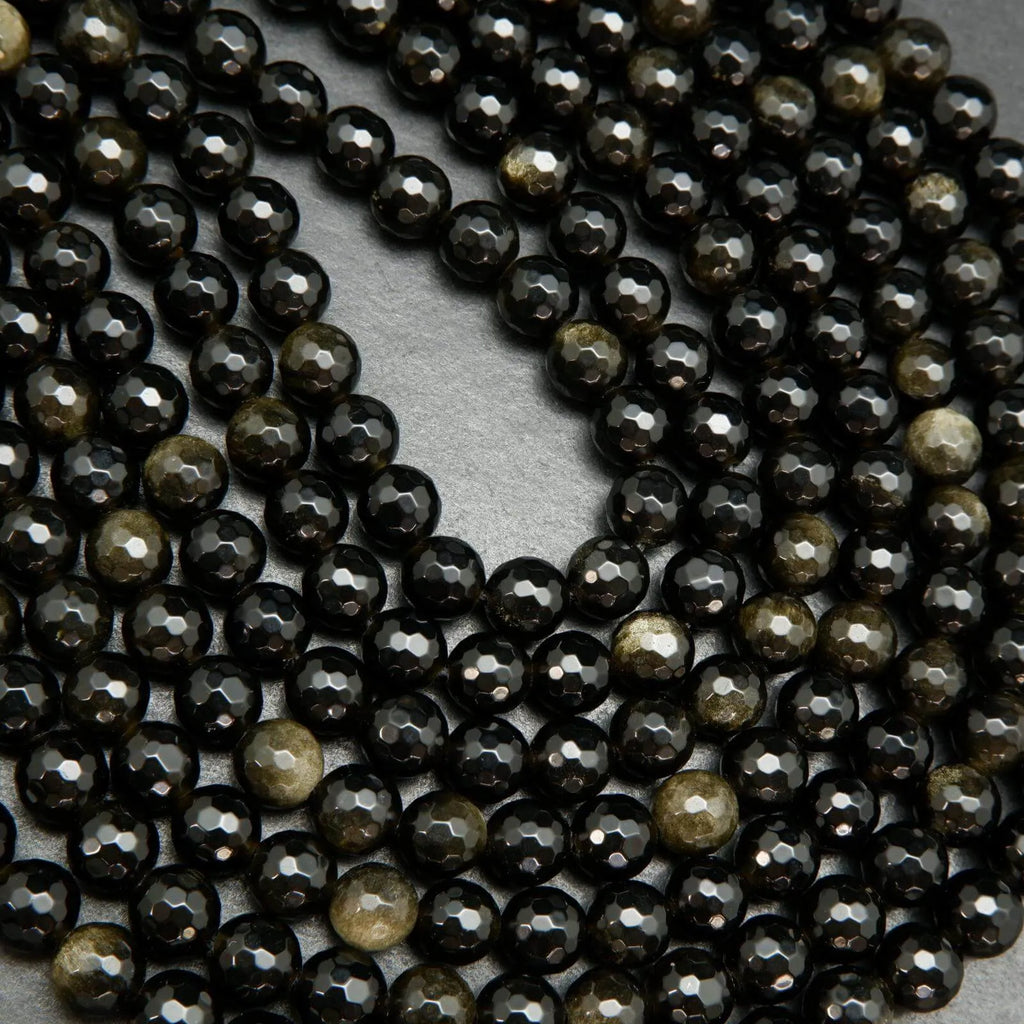 Faceted Golden Sheen Obsidian Beads.