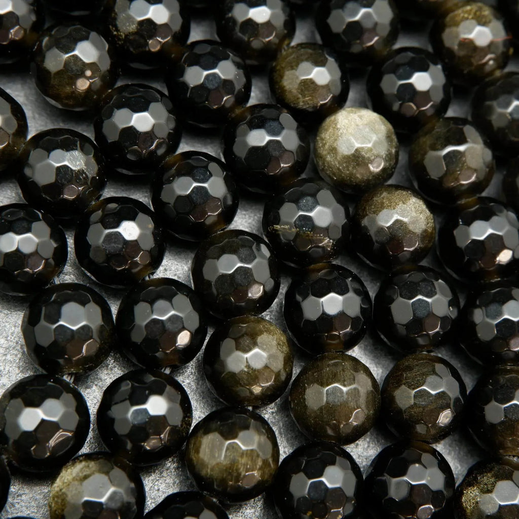 Faceted Golden Sheen Obsidian Beads.