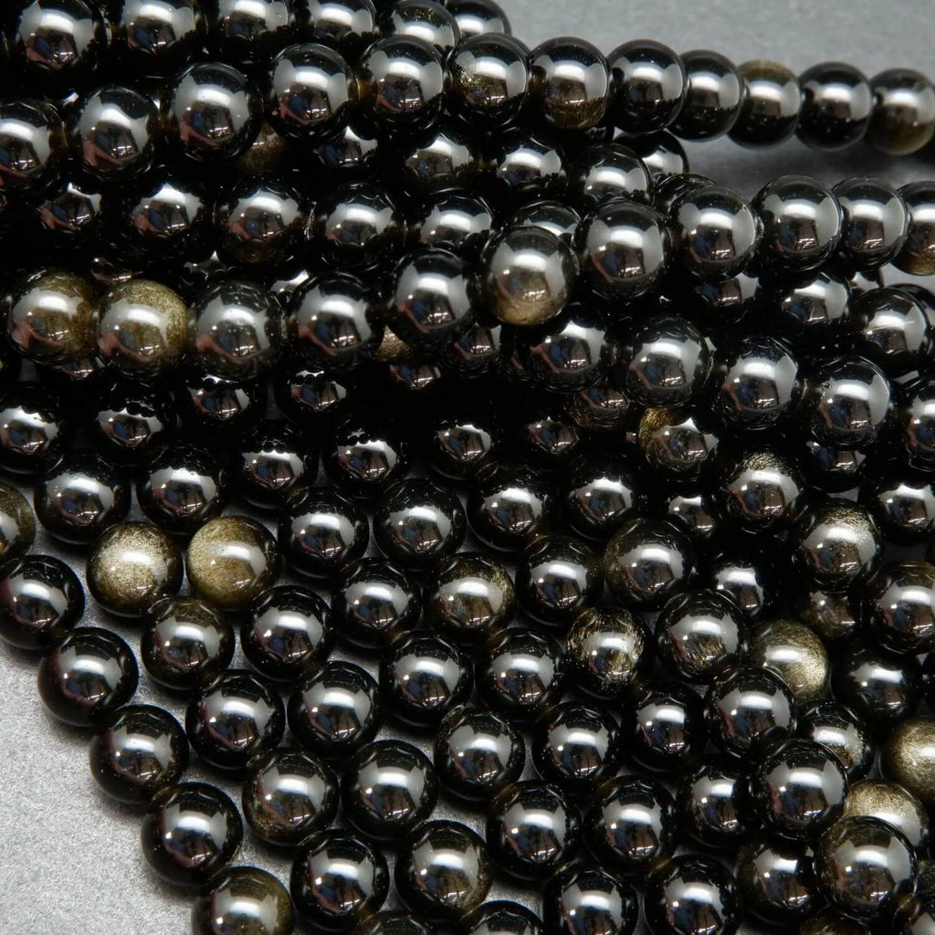 Golden Sheen Obsidian Round Loose Beads