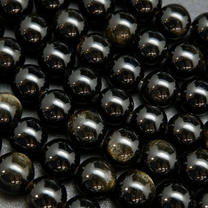 Golden Sheen Obsidian Round Loose Beads
