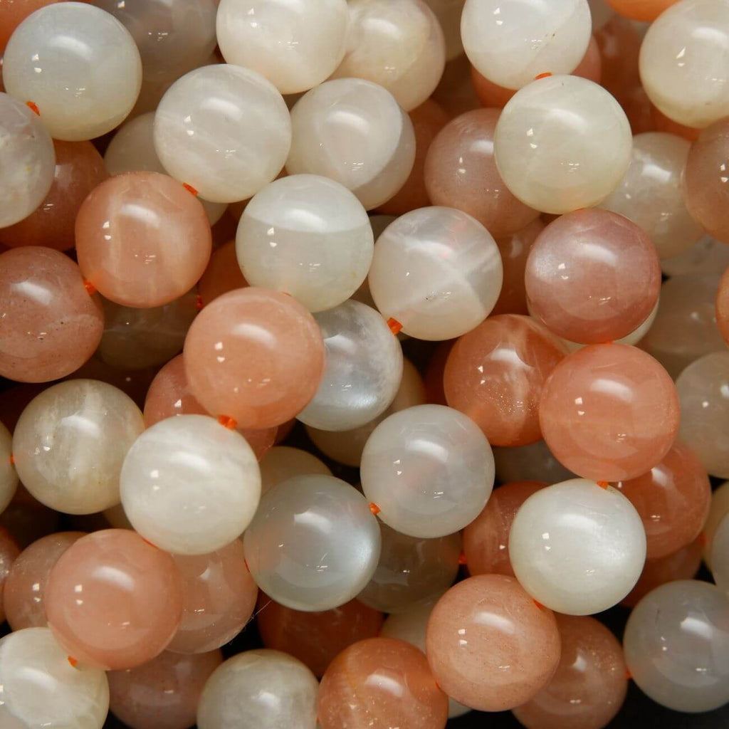 Round Polished Multicolor Moonstone Beads