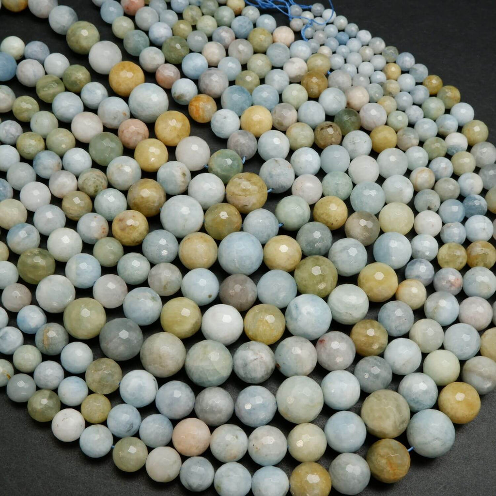 Aquamarine · Faceted · Round · Graduated **CLEARANCE**, Bead, Tejas Beads