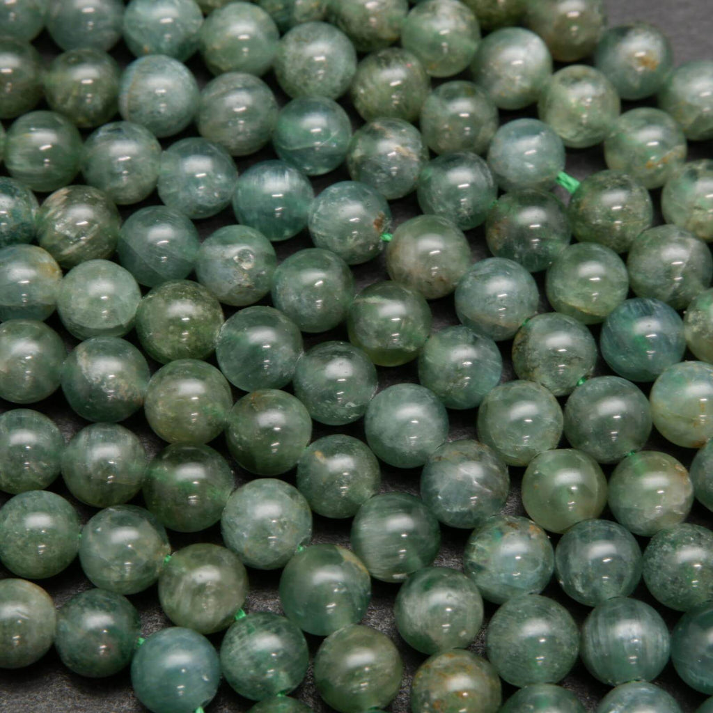 Teal green apatite beads.
