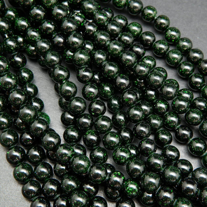 Green Goldstone (syn) · Smooth · Round · 4mm, 6mm, 8mm, 10mm, Bead, Tejas Beads