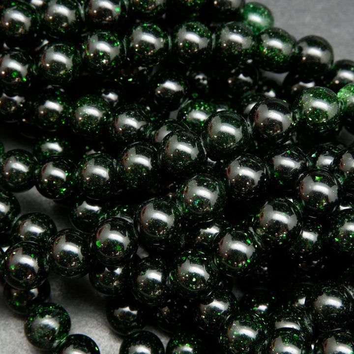 Green Goldstone (syn) · Smooth · Round · 4mm, 6mm, 8mm, 10mm, Bead, Tejas Beads