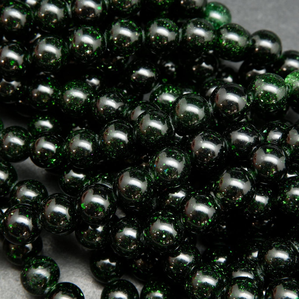 Green Goldstone (syn) · Smooth · Round · 4mm, 6mm, 8mm, 10mm, Bead, Tejas Beads